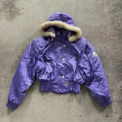 ダウンジャケット　パープル　ファー　短丈　y2k平成ギャル