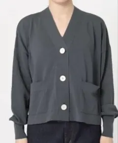 IENA イエナ ドライコットンVネックカーディガン グレーのサムネイル