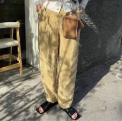Amiur glaze back belt pants グリーン