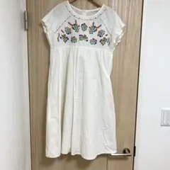 エヘカソポ　ehka sopo 白　半袖　刺繍ワンピース　夏　綿100