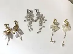 フラワーモチーフイヤリングセット 結婚式 披露宴 ウェディング アクセサリー