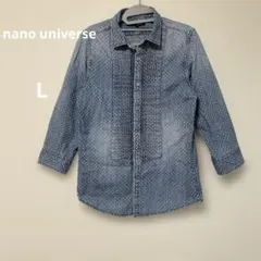 nano universe ドット柄タックデニムシャツ L メンズシャツ　Lのサムネイル