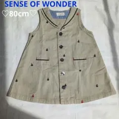 【美品】センスオブワンダー　ヨット刺繍セーラーワンピース襟付き80cmのサムネイル