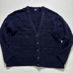✨OLD GAP ケーブル カーディガン オーバーサイズ 春夏素材 ネイビー