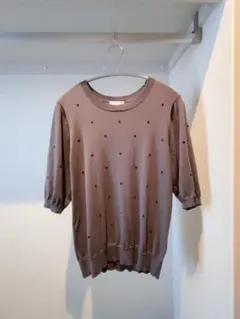 シューラルー ドット刺繍ニット SHOO・LA・RUE 半袖ニット サマーニット