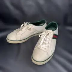 26【中古品】Gucci グッチ ホワイト キャンバス スニーカー 25.5㎝のサムネイル