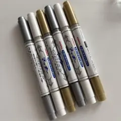 6本セット マッキー ホワイト ゴールド シルバー 金銀白 ZEBRA 細 極細のサムネイル