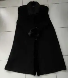 カシミヤ100% 丸襟　ロングコート　ブラック