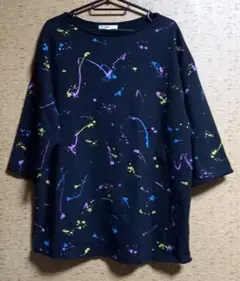 SUGGESTION 七分丈カットソー Lサイズ 黒 ペンキ柄 Y2Kのサムネイル