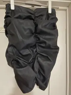 黒 合成皮革 ギャザー タイトスカート　ZARA