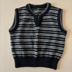 COMME CA DU MODE ベビーベスト 黒と白のストライプ 80cm