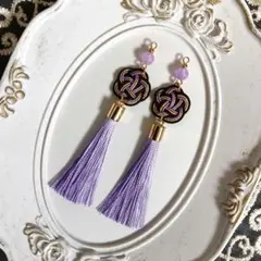 No.6218 水引 ピアス タッセル 薄紫 和装 成人式 全長約9㎝