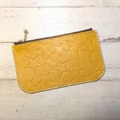 本革 【姫路レザー】星型押し ミニ財布 ミニポーチ No.757