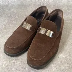 GUCCI グッチ　ローファー　プレートロゴ　スエード　ブラウン　茶色 25cm