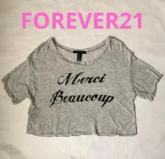 FOREVER21 ショート丈 クロップド丈 Tシャツ グレー ロゴ M y2kのサムネイル