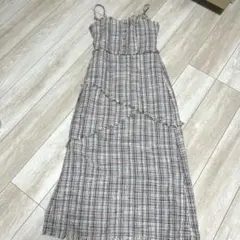 ダズリン　キャミワンピース　チェック　フリンジ　柄