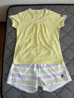 FILA イエロー トップスとストライプショートパンツ セット　サイズ　L