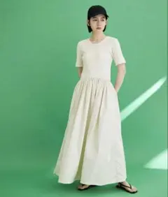 ADAM ET ROPE アダムエロペ リブコンビバルーンワンピース