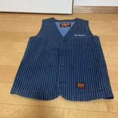 美品*ブラックフレイム*ベスト*ストライプ*刺繍デザイン*サイズ15 1/2 