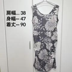 一点もの✨花柄ノースリーブワンピース 【L】グレー系
