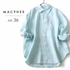 MACPHEE マカフィー リネン100% ストライプシャツ ライトブルーのサムネイル