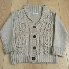 Branshes ベージュ ケーブルニットカーディガン 120cm