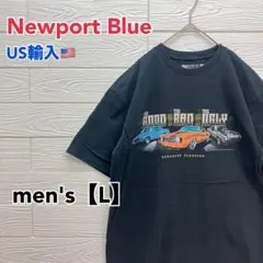●T481【US輸入】クラシックカー Tシャツ ブラック系 men's【L】