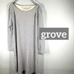 グローブ　長袖ワンピース　M 白　チェック