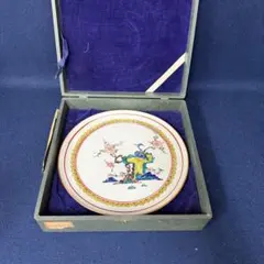 九谷焼 皿 角福 色絵 花鳥風月 時代 古玩 当時物 旧家 蔵出 骨董品