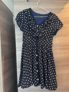 CECIL McBEE ネイビー ポルカドット 半袖ワンピース