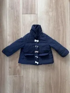 (90cm)プチマイン petit main ネイビー　中綿コート　リボン