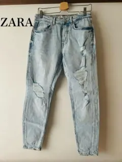 ZARA ライトブルー スキニーデニム　ダメージ