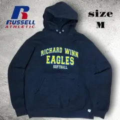 断*離様 【US古着】Russel　カレッジロゴ　前Vガゼット　パーカー　ブラッ