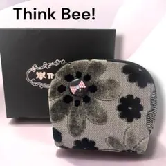 【未使用】Think Bee! ポーチ マーガレット リボン ベロア グレー系のサムネイル