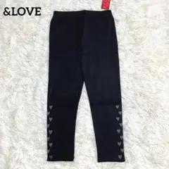 &LOVEハート柄ニットジャカードレギンスQVC ブラックLL黒