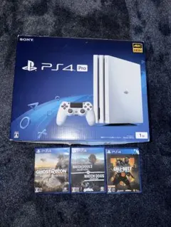 PS4 Pro 1TB ホワイト コントローラー付き ゲームソフト3本
