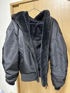 フリース内側 フード付きMA-1ジャケット