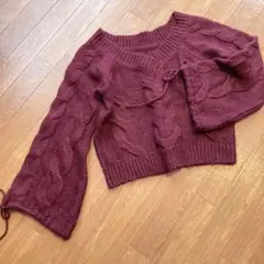 【お値下げ不可】デイライルノアール　ワインレッドのケーブル編みニット