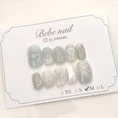 ネイルチップ ニュアンス ガーリー 韓国 グラデーション ミラー 水色