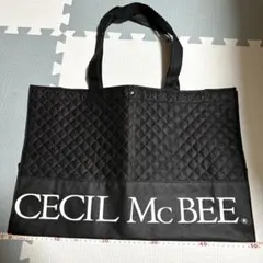 セシルマクビー　CECIL McBEE 大きいショップバッグ　黒　内ポケット付き