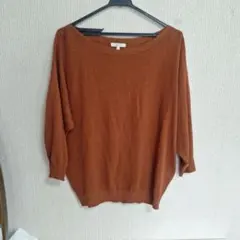 studio CLIPブラウン 7分袖ニット Lサイズ