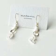 シェルとローズクォーツのピアス/イヤリング