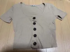 ZARA WOMAN リブニット 半袖 フロントボタン Tシャツのサムネイル