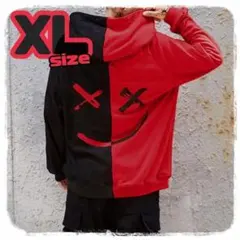 【けんちゃん様専用】オーバーサイズ　パーカー　XL　黒　赤　韓国　大人気