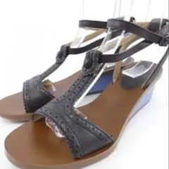 BALENCIAGA サンダル 黒 レザーウェッジ　36のサムネイル