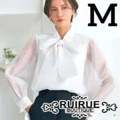 ルイルエブティック　オーガンジーシアーボウタイブラウス 長袖 白 トップス