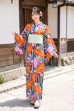 浴衣 帯セット ストライプ 花柄 モダン | Mercari
