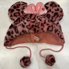 ディズニーリゾート　ミニーマウス　ファンキャップ　ピンク　豹柄　ヒョウ柄