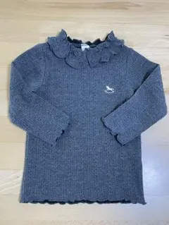 cottoli フリル付きグレー長袖カットソー