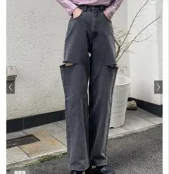 スリットデニムワイドパンツ[cu420]のサムネイル